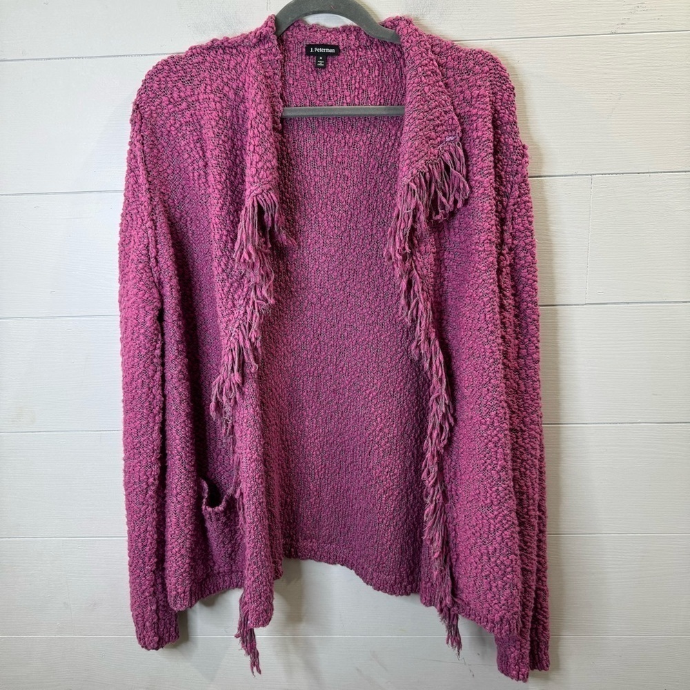 J. Peterman | Women’s Open Front Cardigan Sweater With Fringe Size Medium